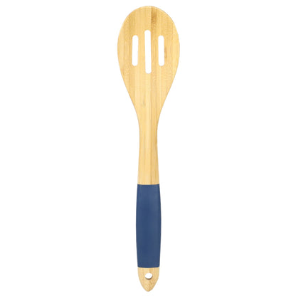 Michael Graves Design Slotted Bamboo Spoon with Indigo Silicone Handle
