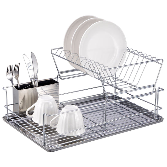 2-Tier 3 Piece Steel Dish Drainer