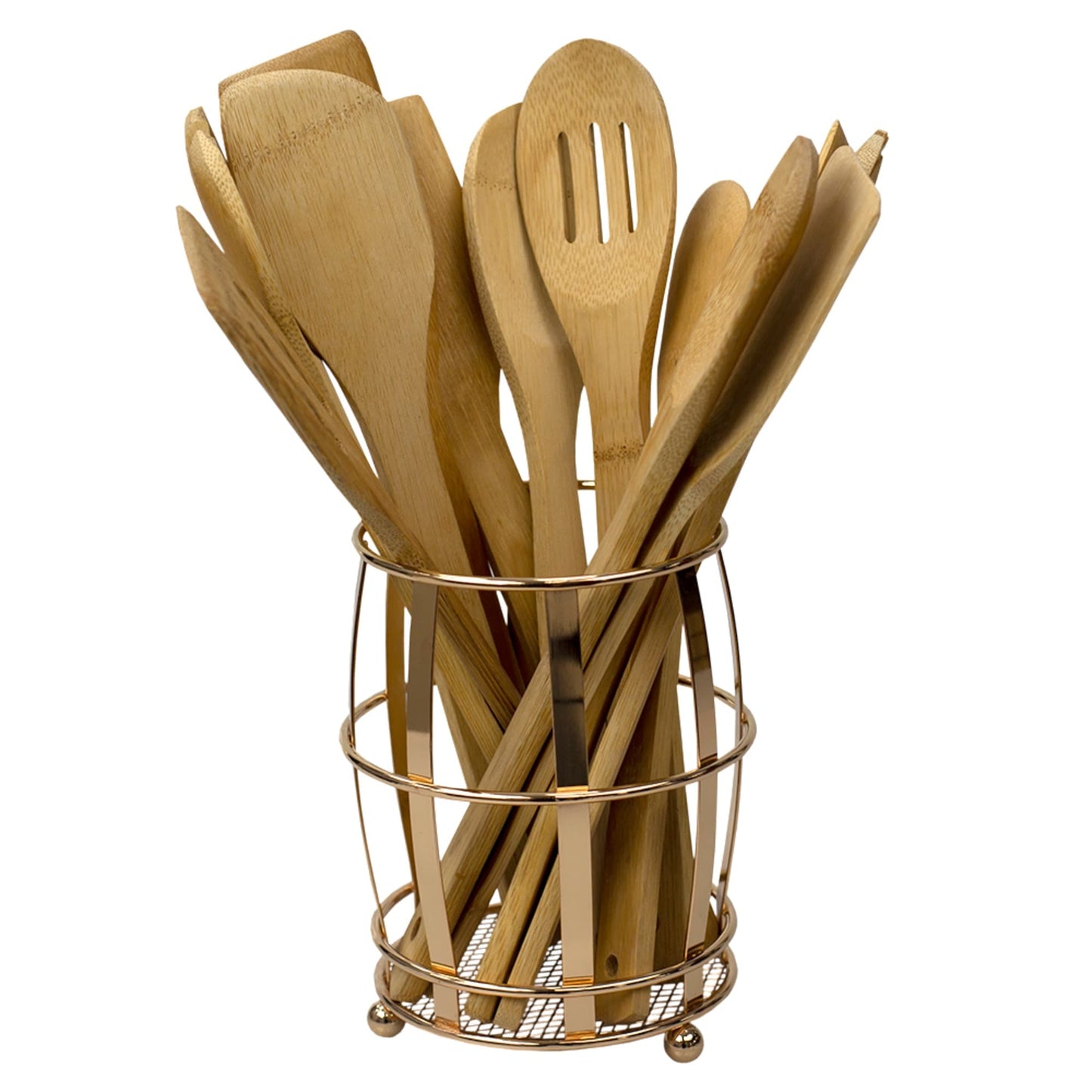 Lyon Cutlery Holder with Mesh Bottom and Non-Skid Feet, Rose Gold
