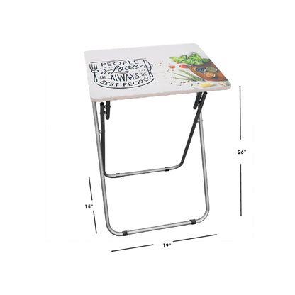For the Love of Food Multi-Purpose Foldable TV Tray Table, White