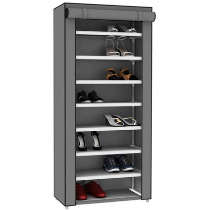 8  Tier Portable Polyester Shoe Closet, Grey