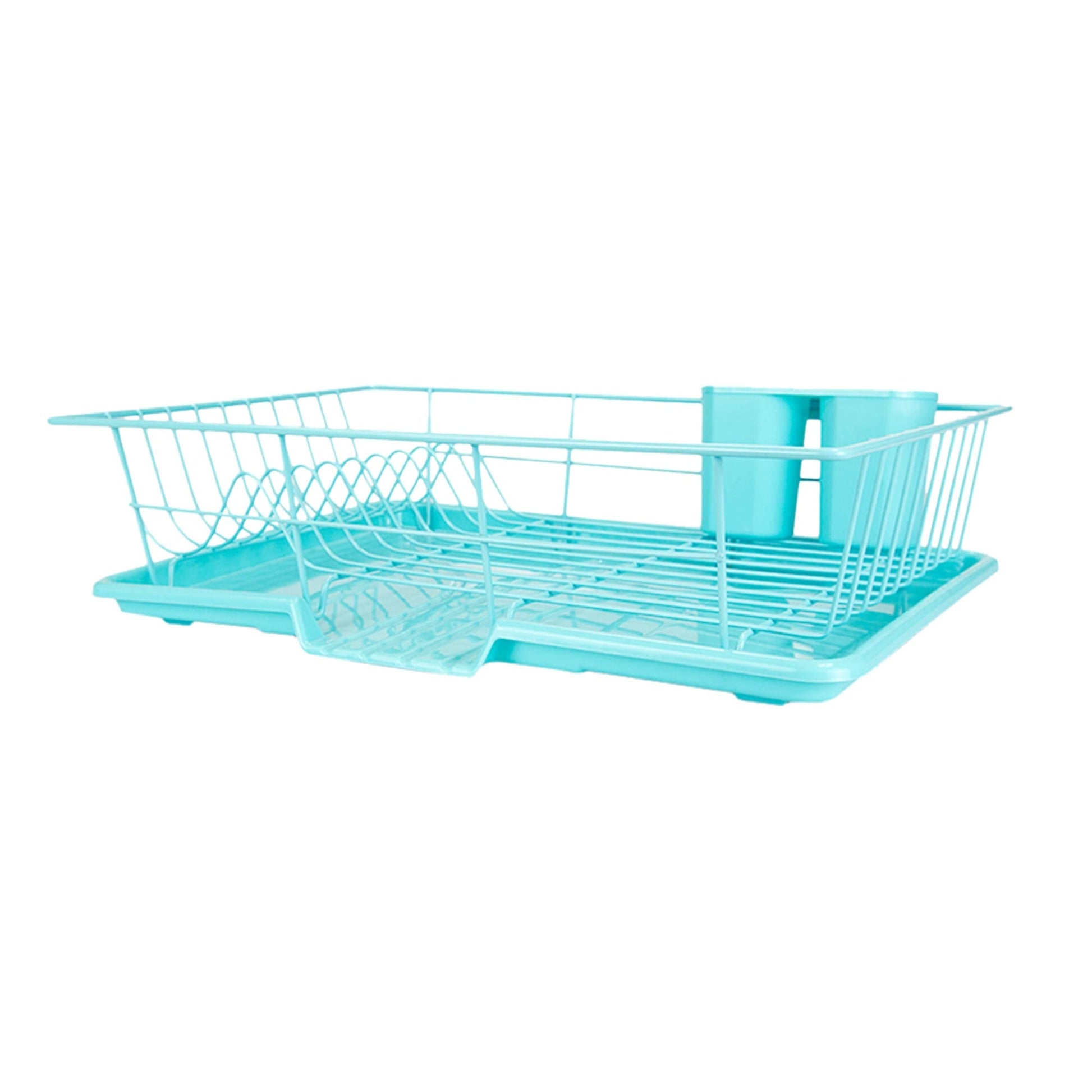 Chrome Plated Steel 2-Piece Small Dish Drainer - Turquoise