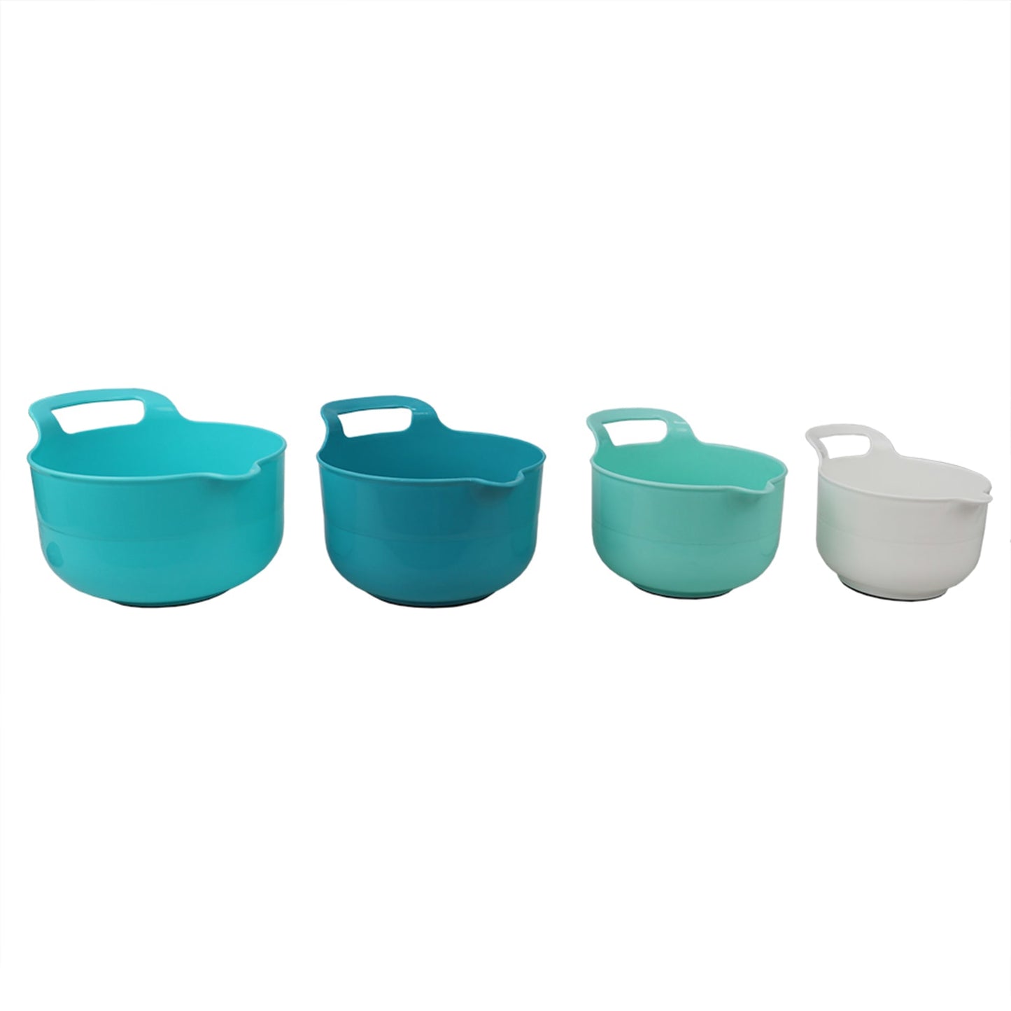 4 Piece Plastic Nesting Bowls with Pouring Spout and Handle