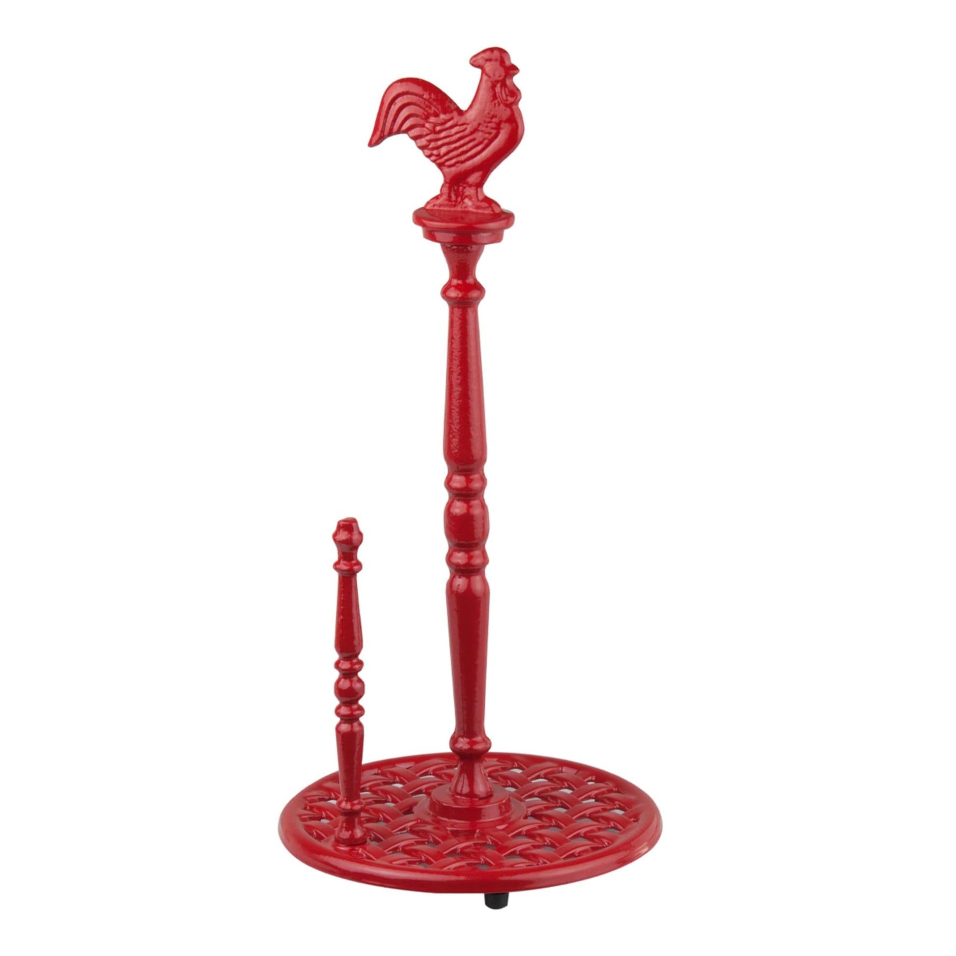 MINLUFUL Red Paper Towel Holder Stand - Vintage Cast Iron Weighted Base Roll Paper Towel Dispenser Holder for Kitchen Countertop, Easy