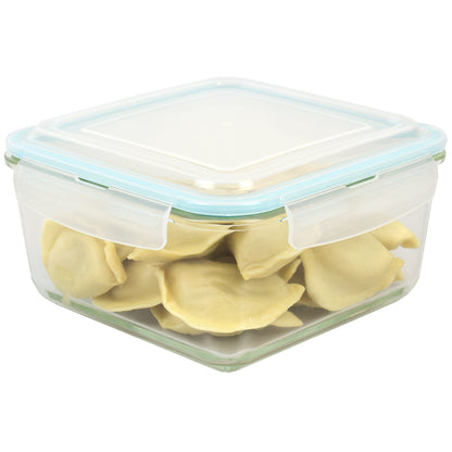 74 oz. Square Borosilicate Glass Food Storage Container with Leak-Proof and Air-Tight Plastic Locking Lid