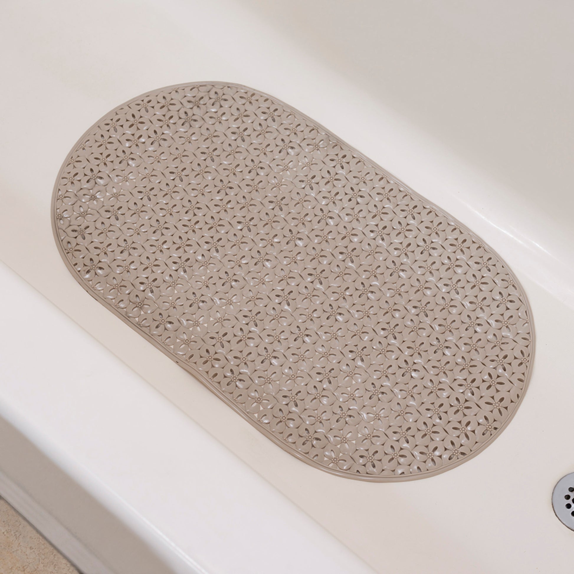 Home Basics Anti-Slip Spa-Comfort Dotted Plastic Bath Mat, White, SHOWER