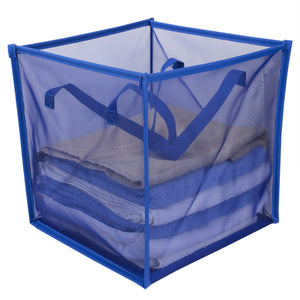 Home Basics Breathable Micro Mesh Collapsible Laundry Cube with Handles, Blue - Blue