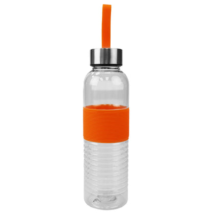 Home Basics 20 Oz. Plastic Travel Bottle with Built-in Carrying Strap and Textured Grip, Orange - Orange