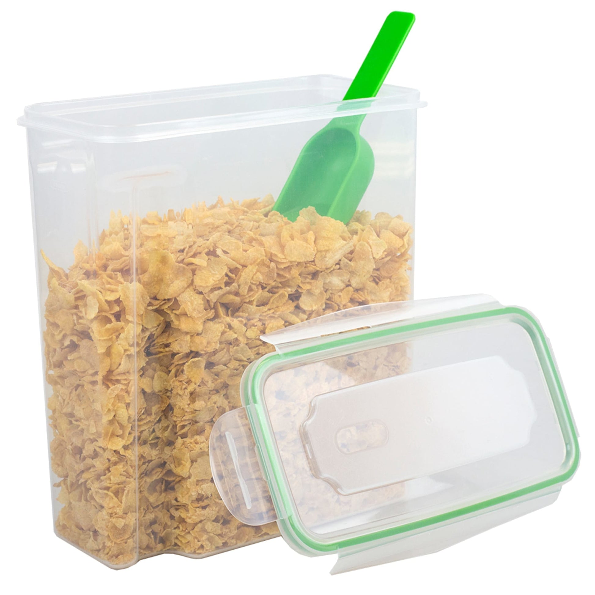 Home Basics Plastic 3-Piece Cereal Container Set with Lids, White