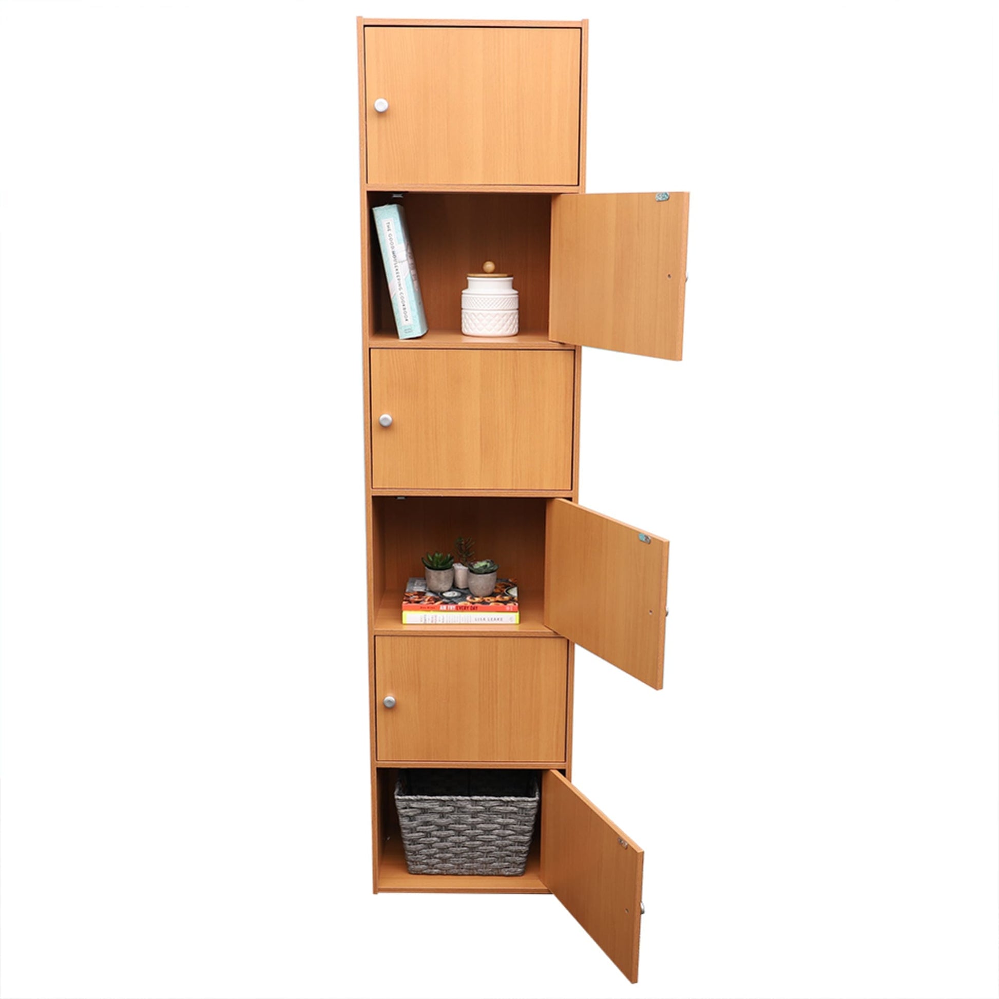 Home Basics 6 Open Cube Organizing Wood Storage Shelf, Grey