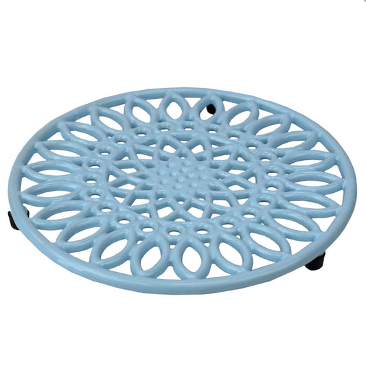 Sunflower Heavy Weight Cast Iron Trivet, Light Blue