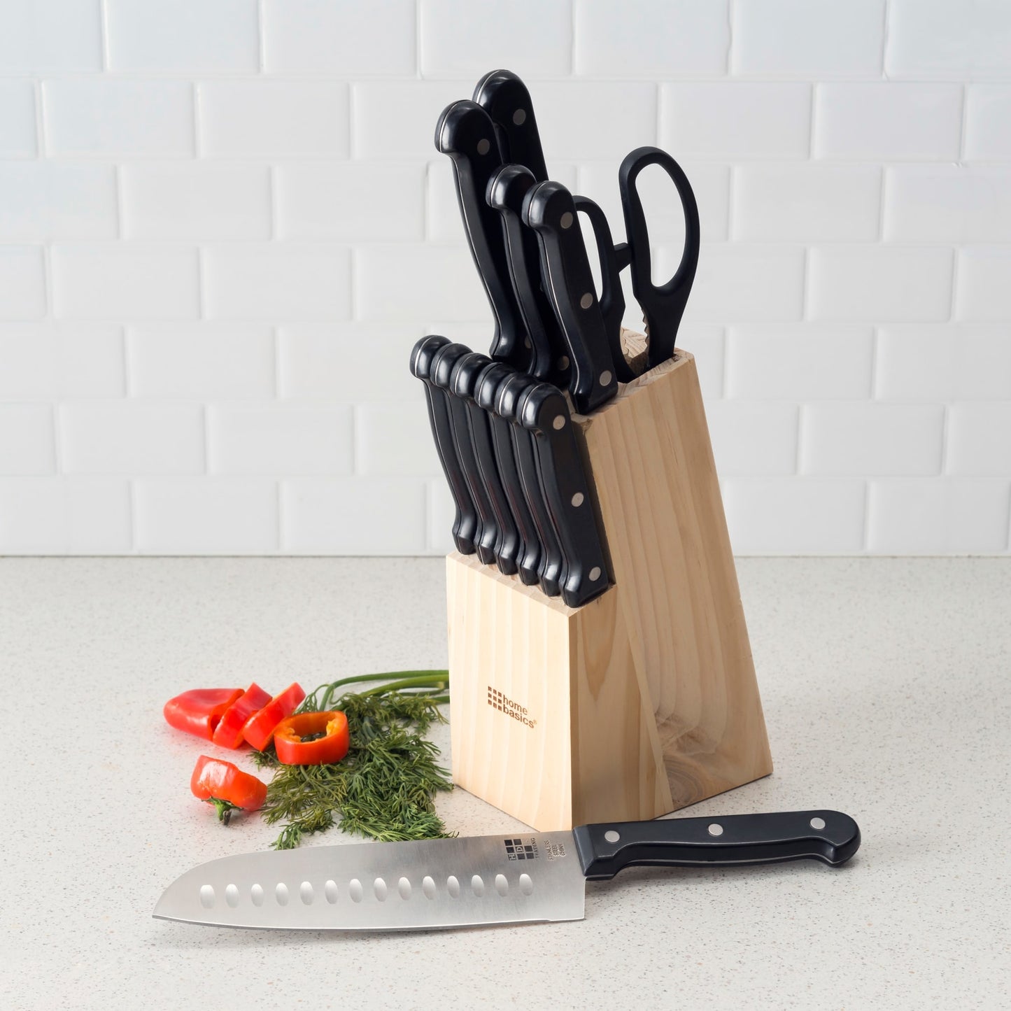 13 Piece Knife Set with Block in Black