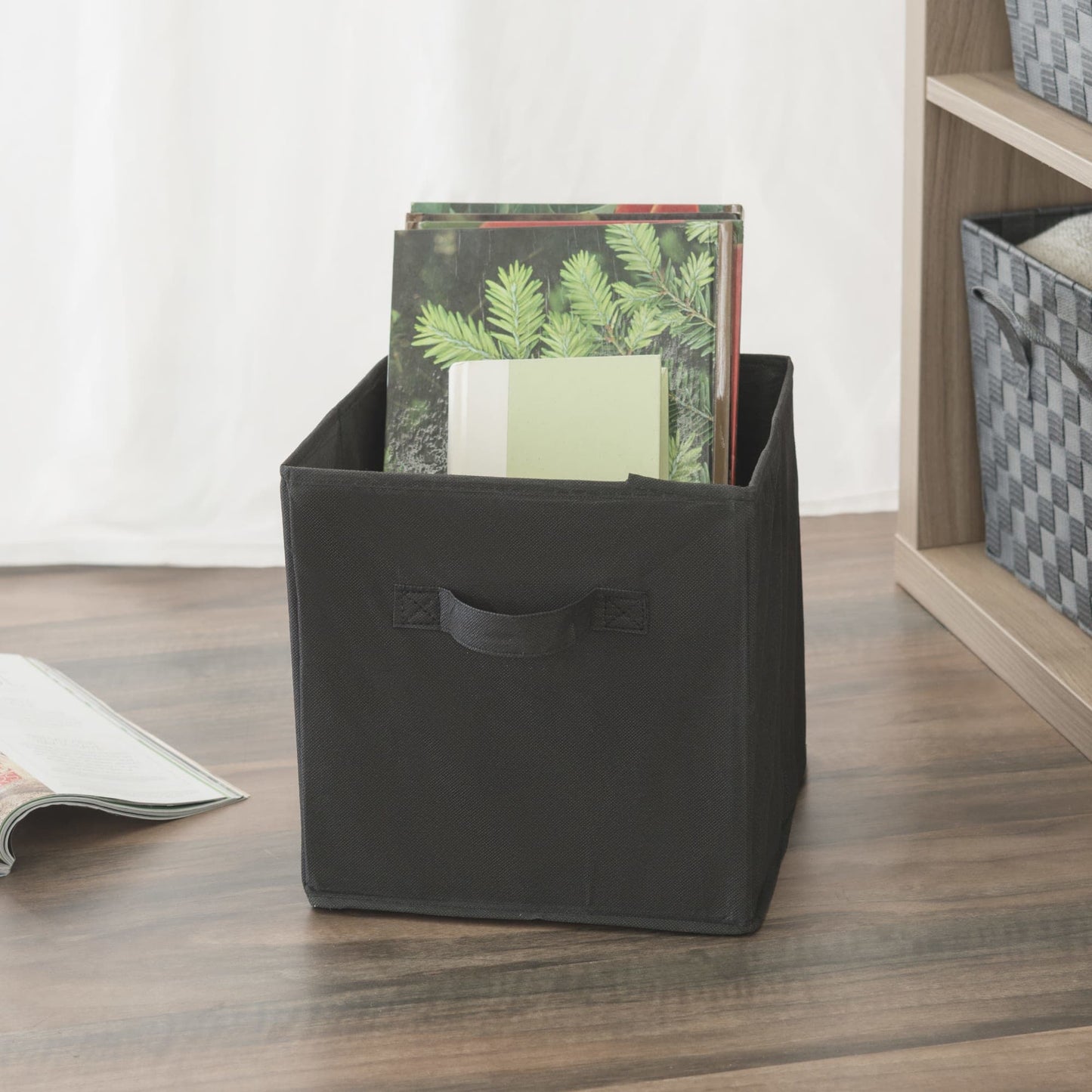 Collapsible and Foldable Non-Woven Storage Cube, Black