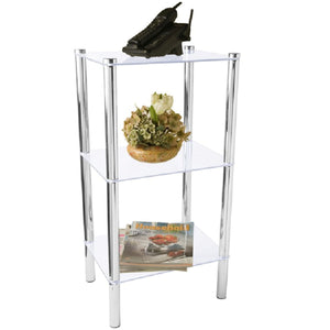 3 Tier Multi Use Rectangle Glass Corner Shelf, Clear