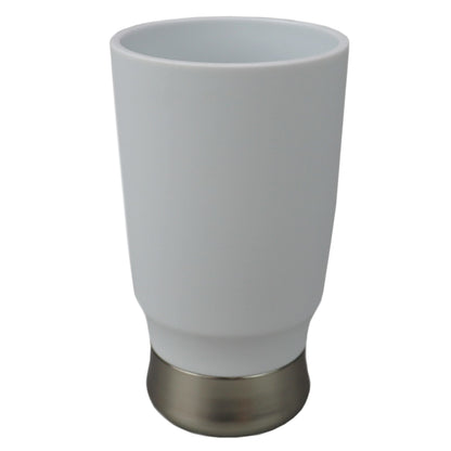 Rubberized Plastic Tumbler with Steel Base, White
