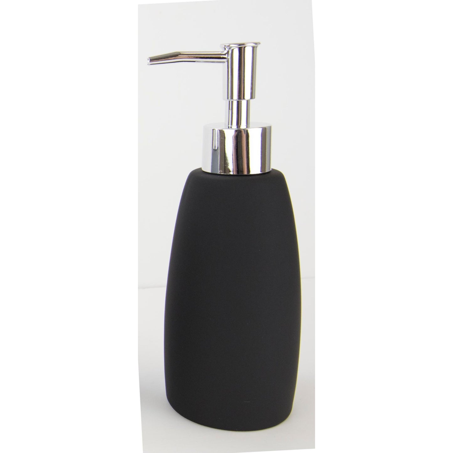 Home Basics Rubberized Ceramic Cylinder Soap Dispenser, Black - Black