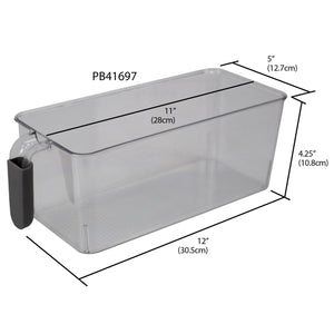 Small  Pull-Out Plastic Storage Bin with Soft Grip Handle, Clear