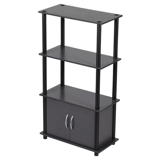 4 Tier Storage Shelf with Cabinet, Grey