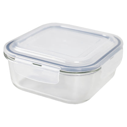 Michael Graves Design 40 Ounce High Borosilicate Glass Rectangle Food Storage Container with Indigo Rubber Seal