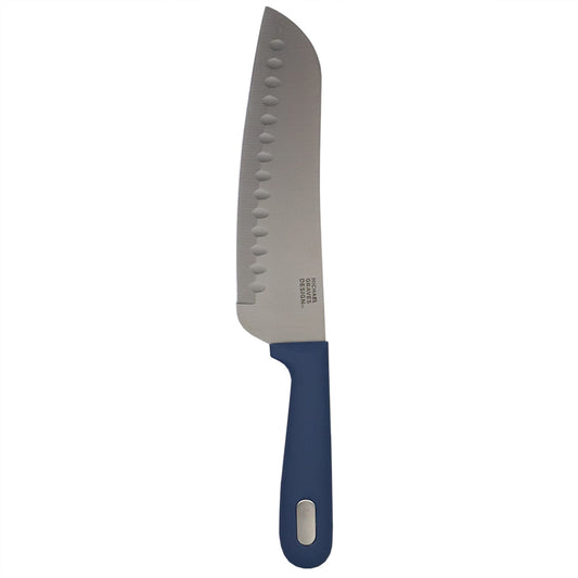 Michael Graves Design Comfortable Grip 7 Inch Stainless Steel Santoku Knife, Indigo