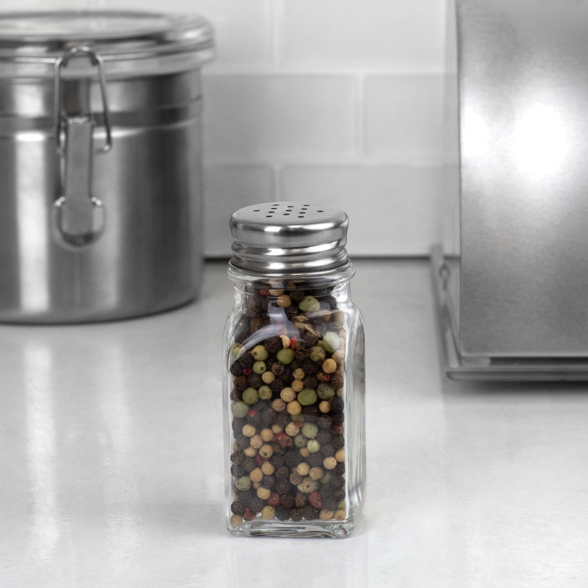 Spice Jar Salt Shaker Clear Leak-proof Glass Pepper Herbs Lid