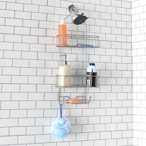 Unity 2 Tier Shower Caddy with Bottom Hooks and Center Soap Dish Tray