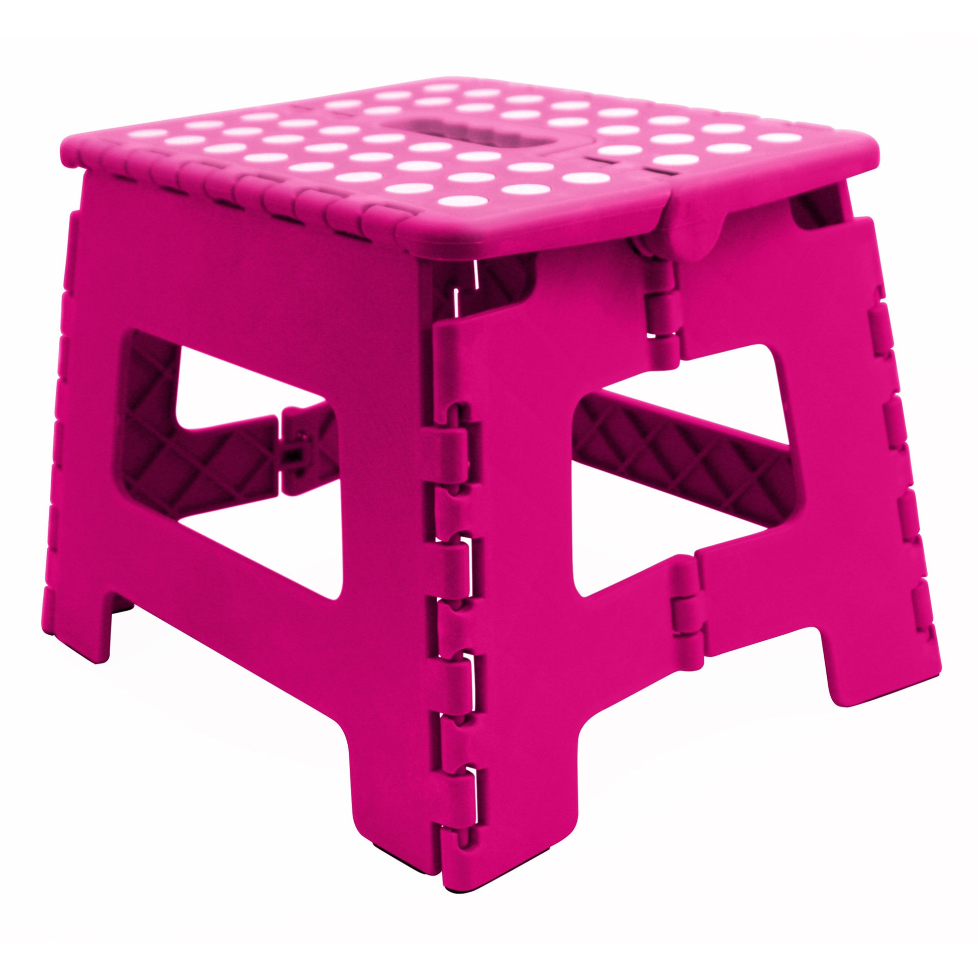 Home Basics Small Plastic Folding Stool with Non-Slip Dots, Pink - Pink