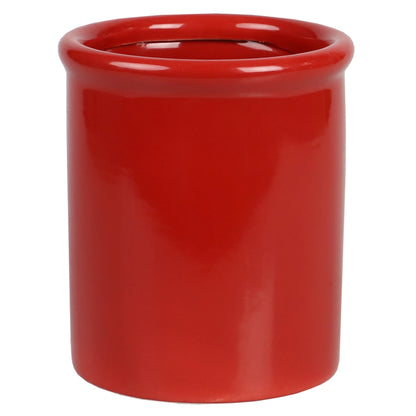Glazed Ceramic Utensil Crock, Red
