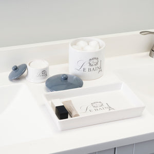 Le Bain Paris 2 Piece Ceramic Canister Set with Coordinating Ceramic Vanity Tray, White