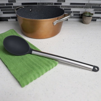 Stainless Steel Solid Silicone Spoon, Black