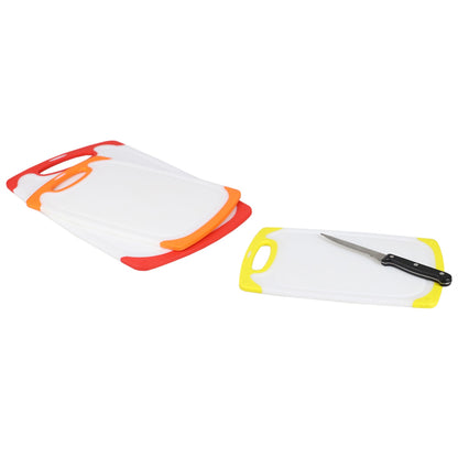 Non-Slip 3 Piece Plastic Cutting Board with Deep Juice Grooves