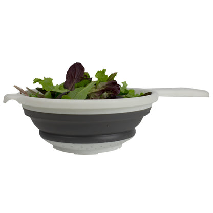 Home Basics Collapsible Silicone Colander with Handle, White - White