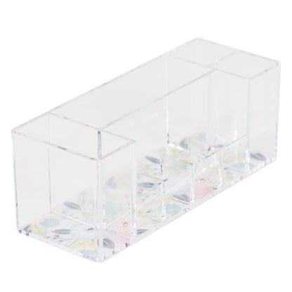 Floral Large Plastic Cosmetic Organizer, Clear