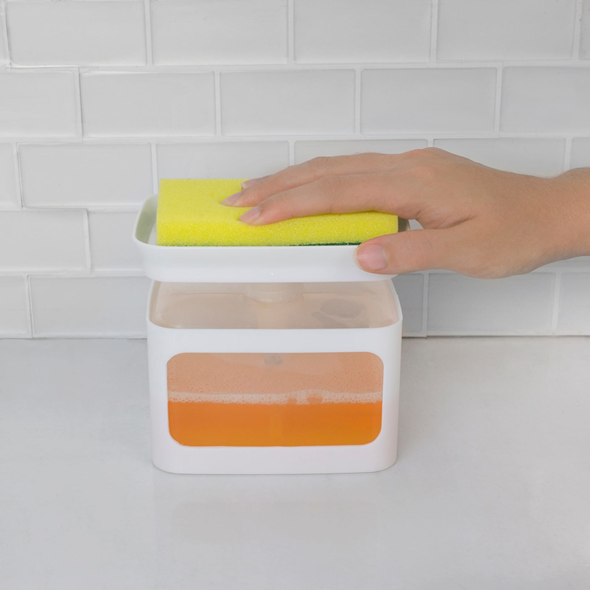 HIC Kitchen Soap Dispensing Sponge Holder with Sponge