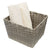 X-large Faux Rattan Basket with Cut-out Handles, Grey