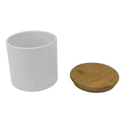 Honeycomb Small Ceramic Canister, White