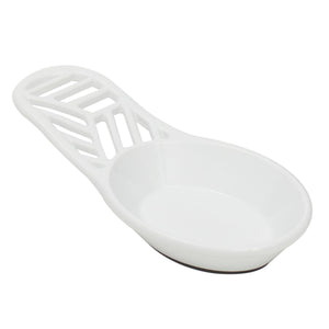 Lines Cast Iron Spoon Rest, White