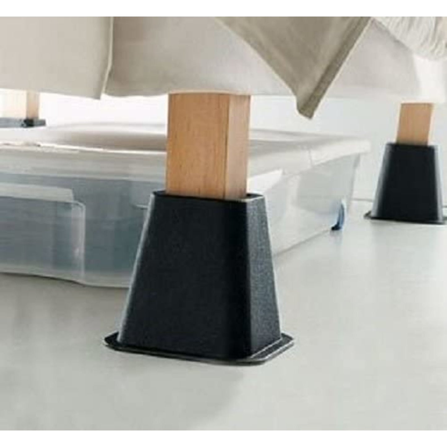 4 Piece Plastic Bed Riser, Black