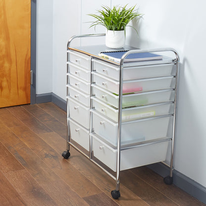 12-Drawer Storage Cart, White