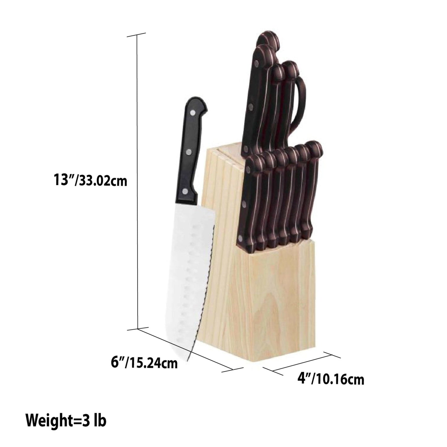13 Piece Knife Set with Block in Black