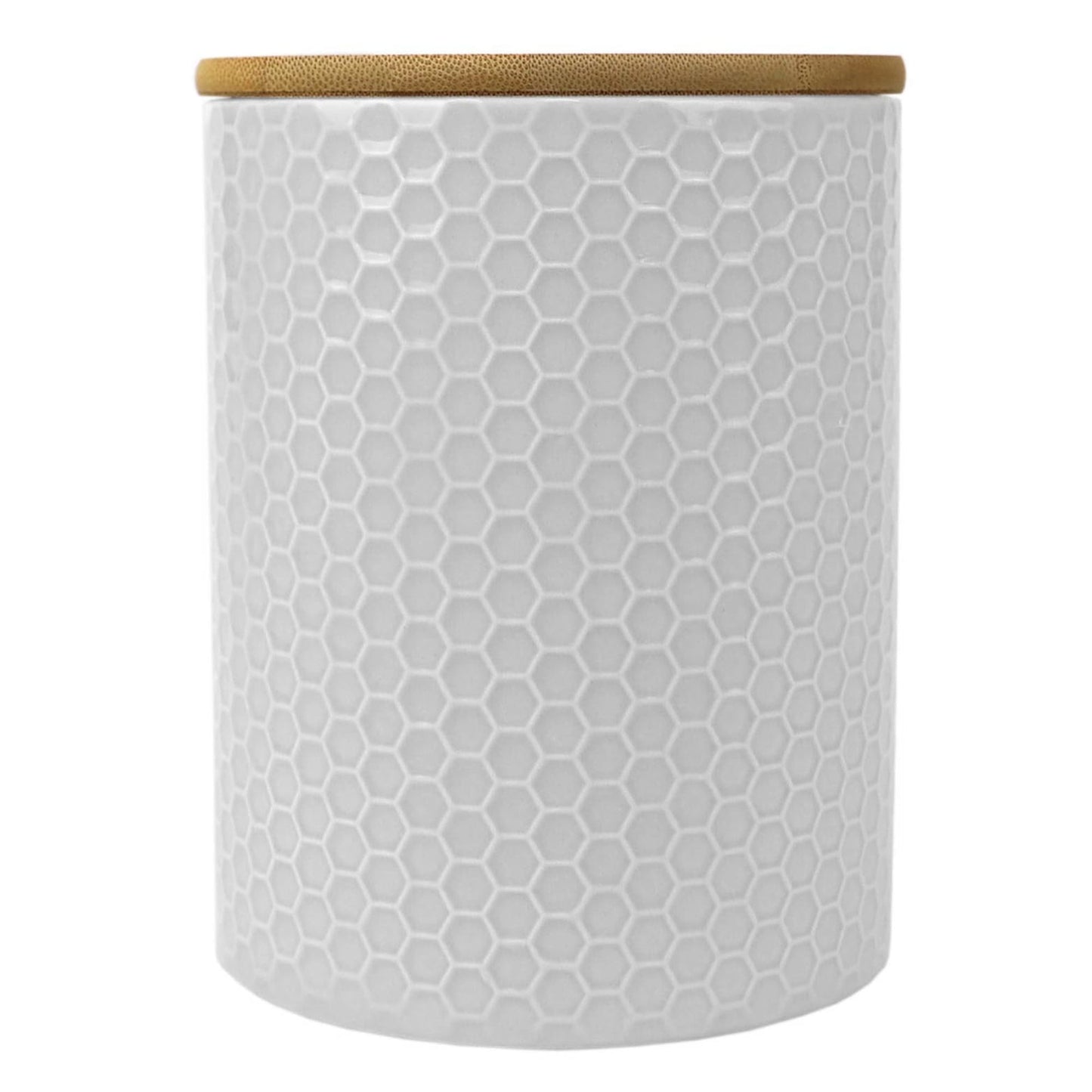 Honeycomb 3 Piece Ceramic Canister Set, White