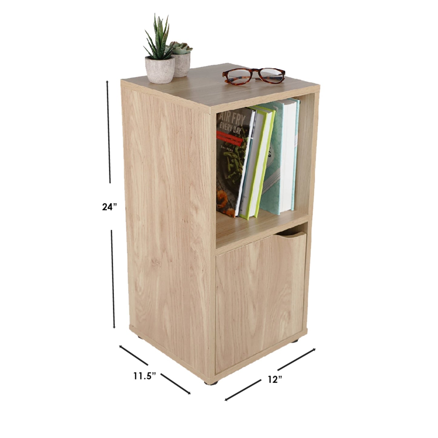 2 Cube Wood Storage Shelf with Doors, Natural