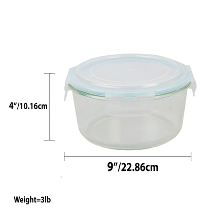 59 oz. Round Borosilicate Glass Food Storage Container with  Leak-Proof and Air-Tight Plastic Locking Lid