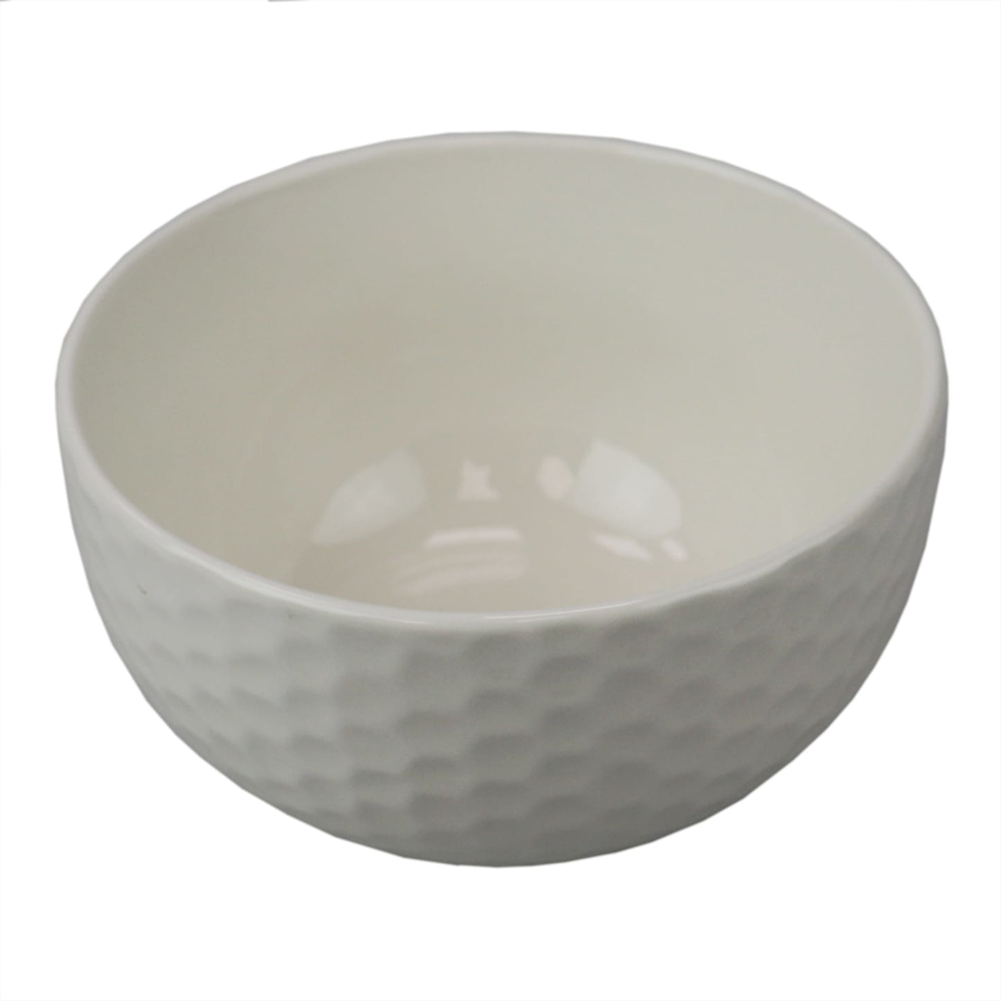 Embossed Honeycomb 5.5" Ceramic Bowl, White