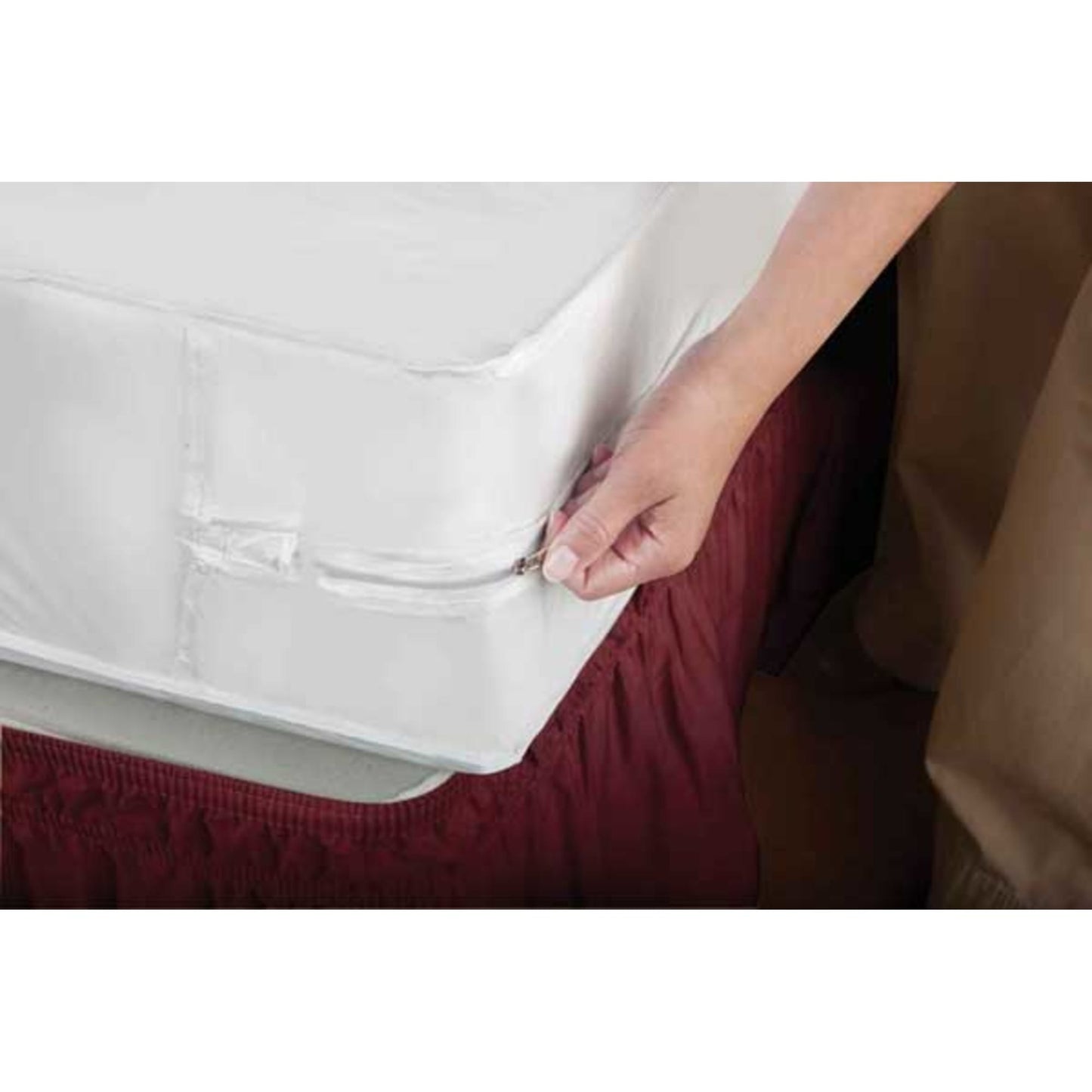 PVC Zippered Full Size  Mattress Cover, White