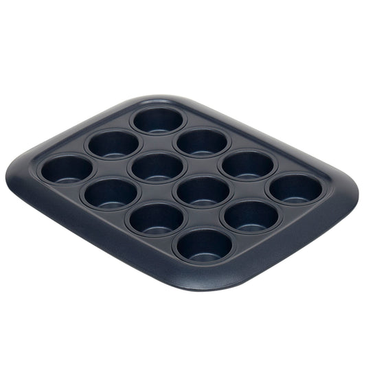 Michael Graves Design Non-Stick 12 Mini Cup Carbon Steel Muffin Pan, Indigo