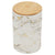 Marble Like Large Ceramic Canister with Bamboo Top, White
