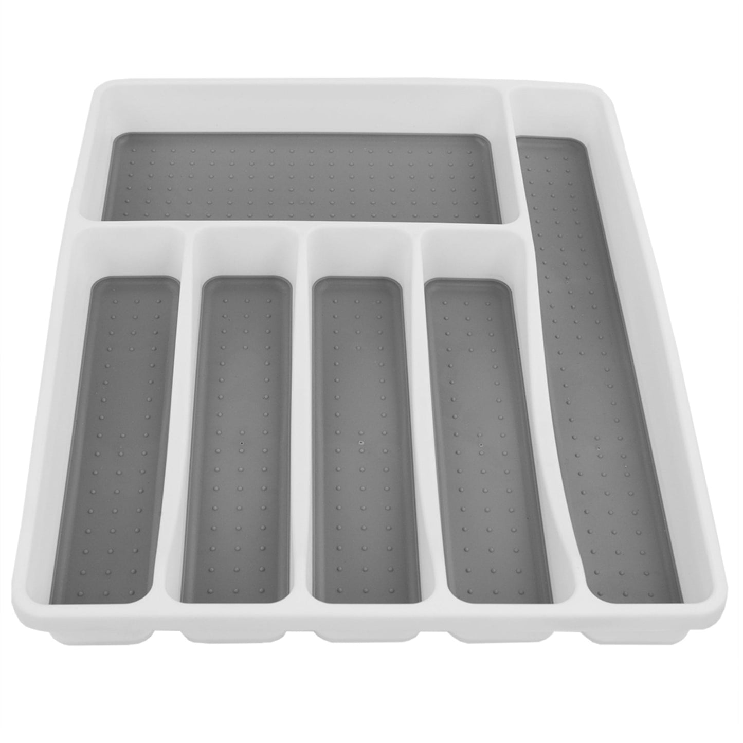 Large Cutlery Tray with Rubber Lined Compartments, White