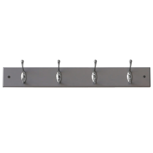 4 Double Hook Wall Mounted Hanging Rack, Grey