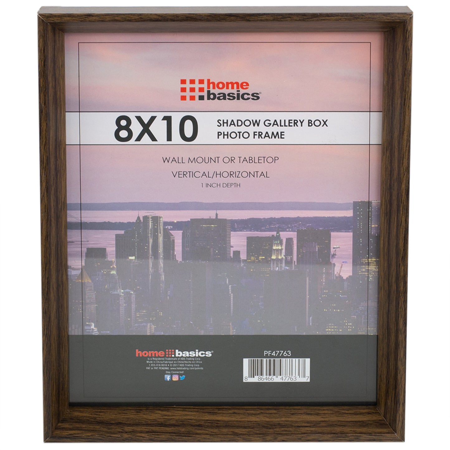 Home Basics 8" x 10 Shadow Box Picture Frame, Brown - Brown
